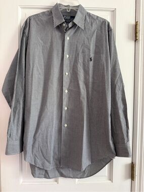 Polo by Ralph Lauren Men's Black & White Micro-Check Dress Shirt, Size M.